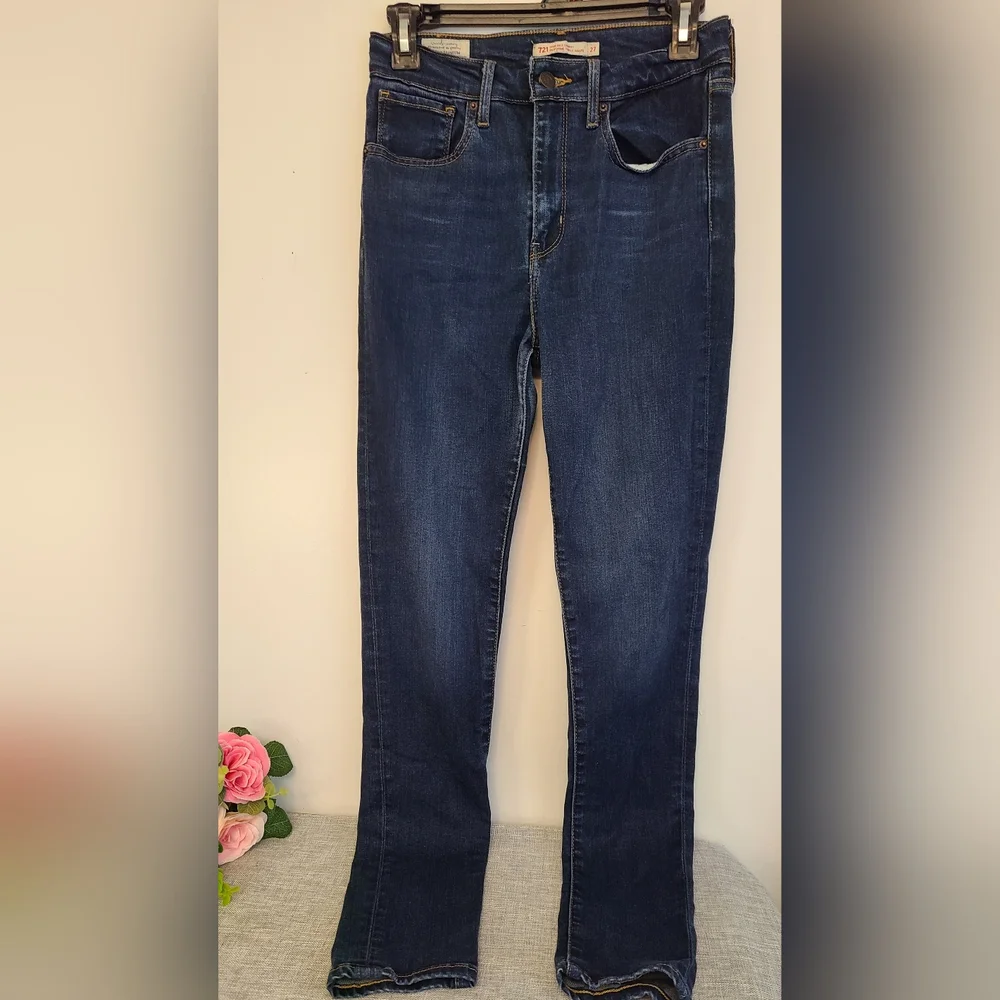Levi's Jeans Women 27 721 Vintage High Rise Skinny Blue Stretch Denim Red Tab